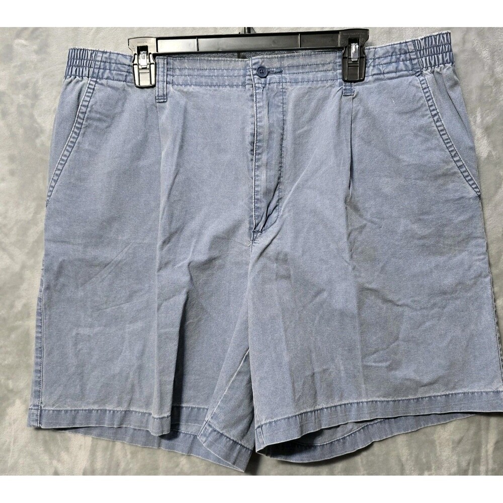 Saddlebred Denim Chino Shorts Mens 38 100% Cotton Light Wash Blue Slash Pocket - Picture 1 of 7